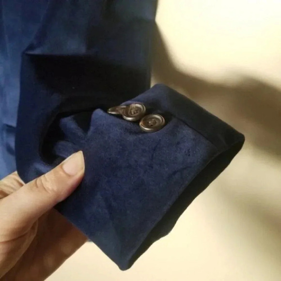 Ralph Lauren Navy Velvet Blazer Paisley Lined M - Picture 10 of 11